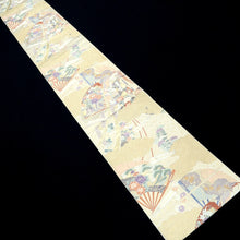 Load image into Gallery viewer, Fukuro Obi Gold Crane Birds Folding Fan Silk BB219V3
