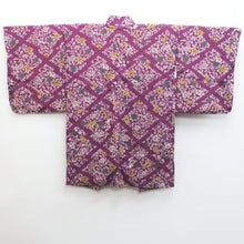 Load image into Gallery viewer, Haori Jacket Vintage(1920-1950) Purple Peony Rinzu Long Silk #9081D2
