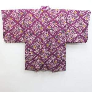Haori Jacket Vintage(1920-1950) Purple Peony Rinzu Long Silk #9081D2