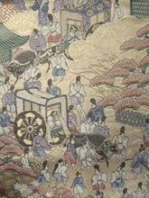 Load image into Gallery viewer, Fukuro Obi Vintage(1950-1980) Gold Heian Period Aristocrats Silk BB101W6
