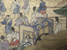 Load image into Gallery viewer, Fukuro Obi Vintage(1950-1980) Gold Heian Period Aristocrats Silk BB101W6
