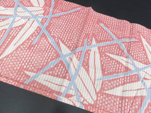 Load image into Gallery viewer, FF2550A Silk Kimono Fabric Vintage(1920-1950) Meisen Bamboo Red 55.1x11.8in(140x30cm)
