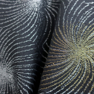 Haori Jacket Vintage(1950-1980) Black Silver Gold Chrysanthemum Silk #9224E2