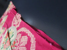 Load image into Gallery viewer, MKF#230 Silk Kimono Fabric Vintage(1920-1950) Flower Rinzu Red 55.9x12.6in(142x32cm)
