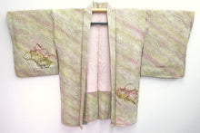 Load image into Gallery viewer, Haori Jacket Vintage(1950-1980) Light Green Pink Full Shibori Peony Silk #8337C4
