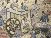 Load image into Gallery viewer, Fukuro Obi Vintage(1950-1980) Gold Heian Period Aristocrats Silk BB101W6
