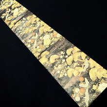 Load image into Gallery viewer, Fukuro Obi Black Gold Crane Birds Plum blossom Rinpa Silk BB234V4
