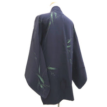Load image into Gallery viewer, Haori Jacket Vintage(1950-1980) Midnight blue Bamboo leaf Silk #9601H4
