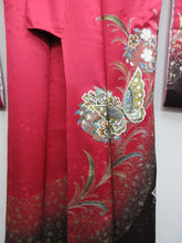 Load image into Gallery viewer, Furisode Red Butterfly Peony Tall Silk #7783K4
