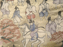 Load image into Gallery viewer, Fukuro Obi Vintage(1950-1980) Gold Heian Period Aristocrats Silk BB101W6
