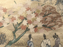 Load image into Gallery viewer, Fukuro Obi Vintage(1950-1980) Gold Heian Period Aristocrats Silk BB101W6
