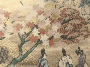 Fukuro Obi Vintage(1950-1980) Gold Heian Period Aristocrats Silk BB101W6
