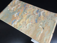 Load image into Gallery viewer, Fukuro Obi Gold Green Crane Birds Silk BB122W8

