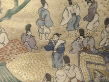 Load image into Gallery viewer, Fukuro Obi Vintage(1950-1980) Gold Heian Period Aristocrats Silk BB101W6
