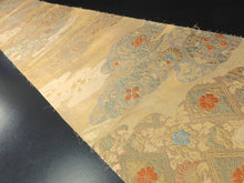 Load image into Gallery viewer, BB8281AD Silk Obi Fabric Vintage(1950-1980) Flower Gold 111.4x12.2in(283x31cm)
