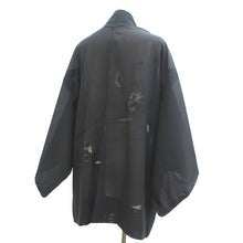 Load image into Gallery viewer, Haori Jacket Vintage(1950-1980) Black See-Through Embroidery Flower Silk #9036D1
