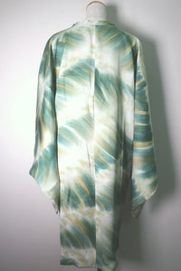 Haori Jacket Vintage(1950-1980) Green Wave Silk #8562G1