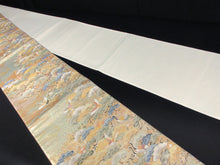 Load image into Gallery viewer, Fukuro Obi Gold Green Crane Birds Silk BB122W8
