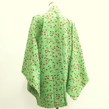 Load image into Gallery viewer, Haori Jacket Vintage(1950-1980) Light Green Maple Leaf Branch Silk #9240E3
