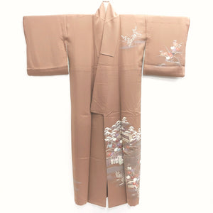 Kimono Rosybrown Chrysanthemum Pine Tree Silk #9146D4