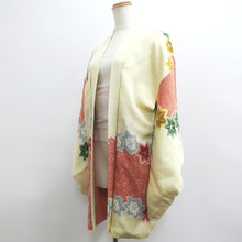 Load image into Gallery viewer, Haori Jacket Vintage(1950-1980) Cream white Roketsu-zome Maple Chirimen Silk #9021D1
