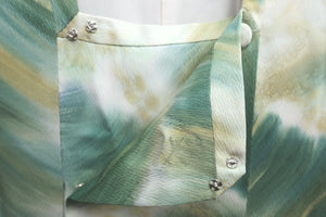 Haori Jacket Vintage(1950-1980) Green Wave Silk #8562G1