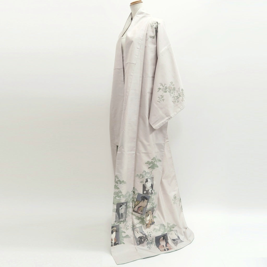 Kimono Light Pinkish White Tsumugi Kabuki Silk #9334F3