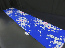 Load image into Gallery viewer, KK798A7 Silk Kimono Fabric Vintage(1950-1980) Flower Blue 66.9x11.8in(170x30cm)
