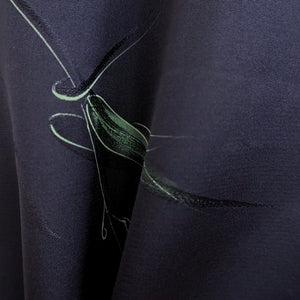 Haori Jacket Vintage(1950-1980) Midnight blue Bamboo leaf Silk #9601H4