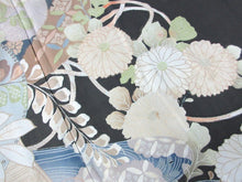 Load image into Gallery viewer, BCF#2927 Silk Tomesode Fabric Vintage(1920-1950) Plum blossom Chrysanthemum 39.4x13.4in(100x34cm)
