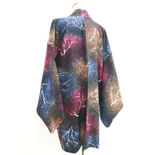 Load image into Gallery viewer, Haori Jacket Vintage(1950-1980) Black Blue Pink Tree Silk #9446G3
