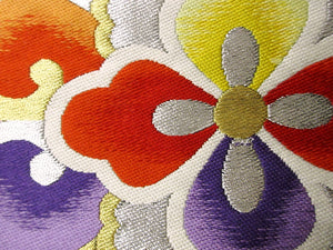 Fukuro Obi Vintage(1950-1980) Black Gold Flower Silk BB81W5