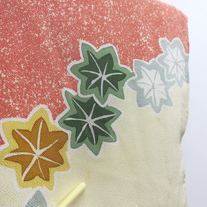 Haori Jacket Vintage(1950-1980) Cream white Roketsu-zome Maple Chirimen Silk #9021D1
