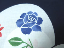 Load image into Gallery viewer, Cotton Bolt Fabric Vintage(1950-1980) Uchiwa Rose Navy White 472.4x14.2in(1200x36cm) BB9058Y3
