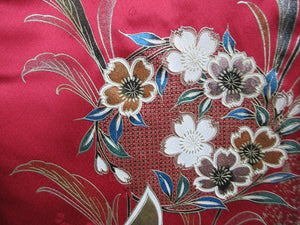 Furisode Red Butterfly Peony Tall Silk #7783K4