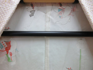 Haori Jacket Vintage(1950-1980) Pale Pink Full Shibori Folding Fan Silk #8181B2