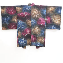 Load image into Gallery viewer, Haori Jacket Vintage(1950-1980) Black Blue Pink Tree Silk #9446G3
