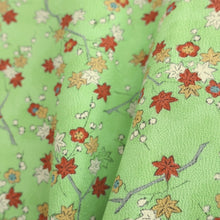 Load image into Gallery viewer, Haori Jacket Vintage(1950-1980) Light Green Maple Leaf Branch Silk #9240E3
