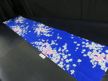 Load image into Gallery viewer, KK799A7 Silk Kimono Fabric Vintage(1950-1980) Flower Blue 66.9x11.8in(170x30cm)
