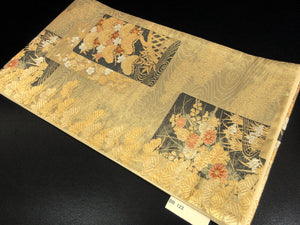 Fukuro Obi Gold Pine Tree Chrysanthemum Ryusui Silk BB123W8