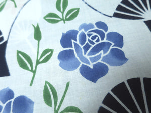 Cotton Bolt Fabric Vintage(1950-1980) Uchiwa Rose Navy White 472.4x14.2in(1200x36cm) BB9058Y3