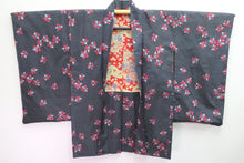Load image into Gallery viewer, Haori Jacket Vintage(1920-1950) Dark Steel-gray Bellflower Meisen Silk #8339C4
