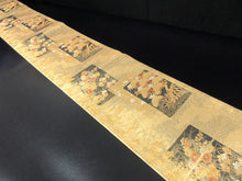 Load image into Gallery viewer, Fukuro Obi Gold Pine Tree Chrysanthemum Ryusui Silk BB123W8
