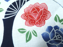 Load image into Gallery viewer, Cotton Bolt Fabric Vintage(1950-1980) Uchiwa Rose Navy White 472.4x14.2in(1200x36cm) BB9058Y3
