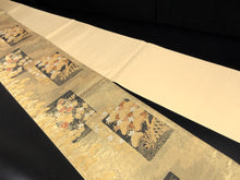 Load image into Gallery viewer, Fukuro Obi Gold Pine Tree Chrysanthemum Ryusui Silk BB123W8
