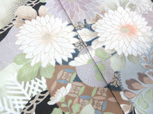 Load image into Gallery viewer, BCF#2928 Silk Tomesode Fabric Vintage(1920-1950) Plum blossom Chrysanthemum 41.3x12.6in(105x32cm)
