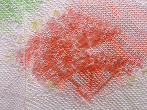 Haori Jacket Vintage(1950-1980) Pale Pink Full Shibori Folding Fan Silk #8181B2