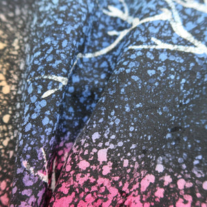 Haori Jacket Vintage(1950-1980) Black Blue Pink Tree Silk #9446G3