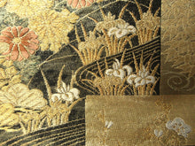 Load image into Gallery viewer, Fukuro Obi Gold Pine Tree Chrysanthemum Ryusui Silk BB123W8
