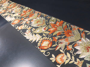 Fukuro Obi Vintage(1950-1980) Black Gold Flower Silk BB62W4